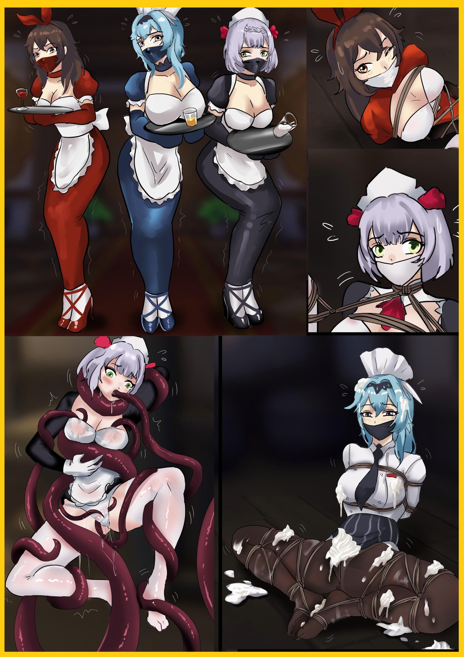 图片[1]-[King]《原神缚——2周年！拘束特典》首次三人拘束，绳缚！拘束衣！触手！黏液！丰富玩法 剧情有趣！ - 5元站-5元站