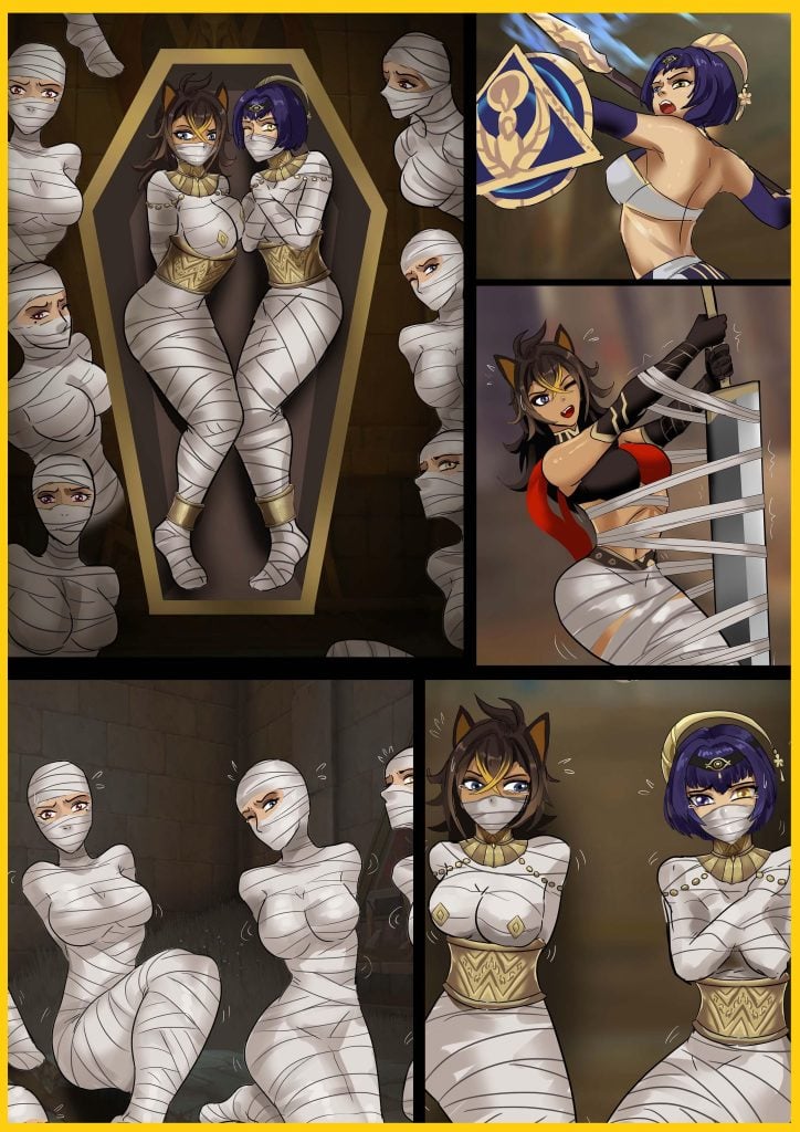 《原神缚——坎蒂丝与迪希雅》正宗的埃及木乃伊拘束 多名美女被绷带包裹囚禁-5元站