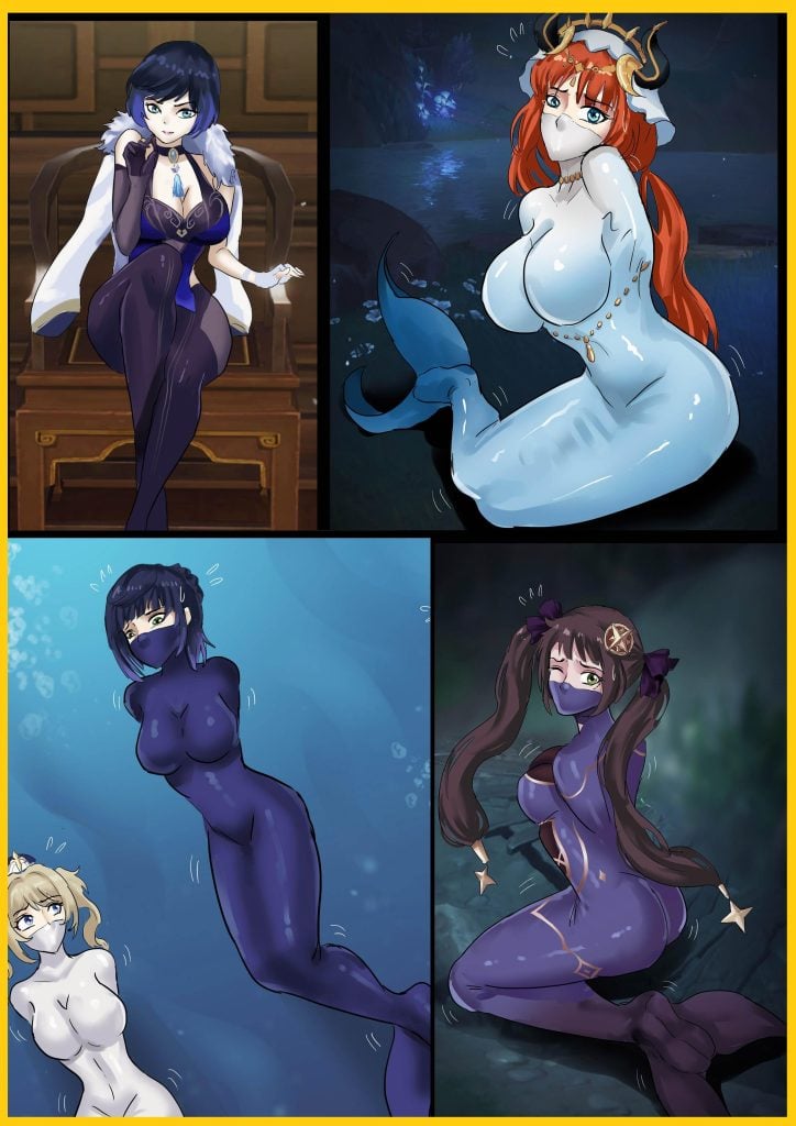 《原神缚——夜兰与水系美女们》水系神之眼的美女莫名失踪被变成美人鱼 夜兰前去调查但很不幸她也深陷其中-5元站