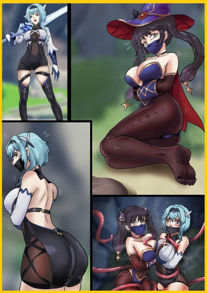 《原神缚——优菈与莫娜》性感的美女骑士与黑丝紧身魔法师的恐怖紧缚-5元站