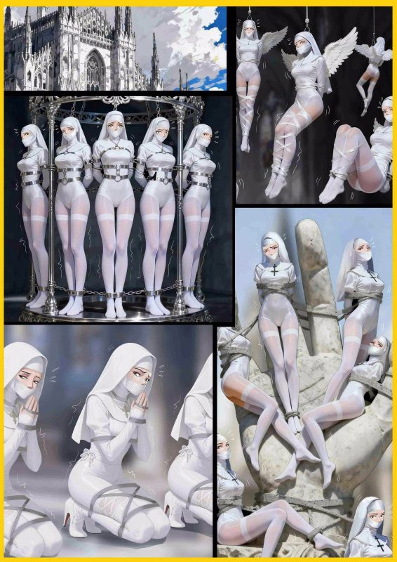 [King]《强大魔王中陷阱—番外篇 诡缚城市03 》寂静修女 纯白拘束 捆绑成雕塑 超多人群捆绑-5元站