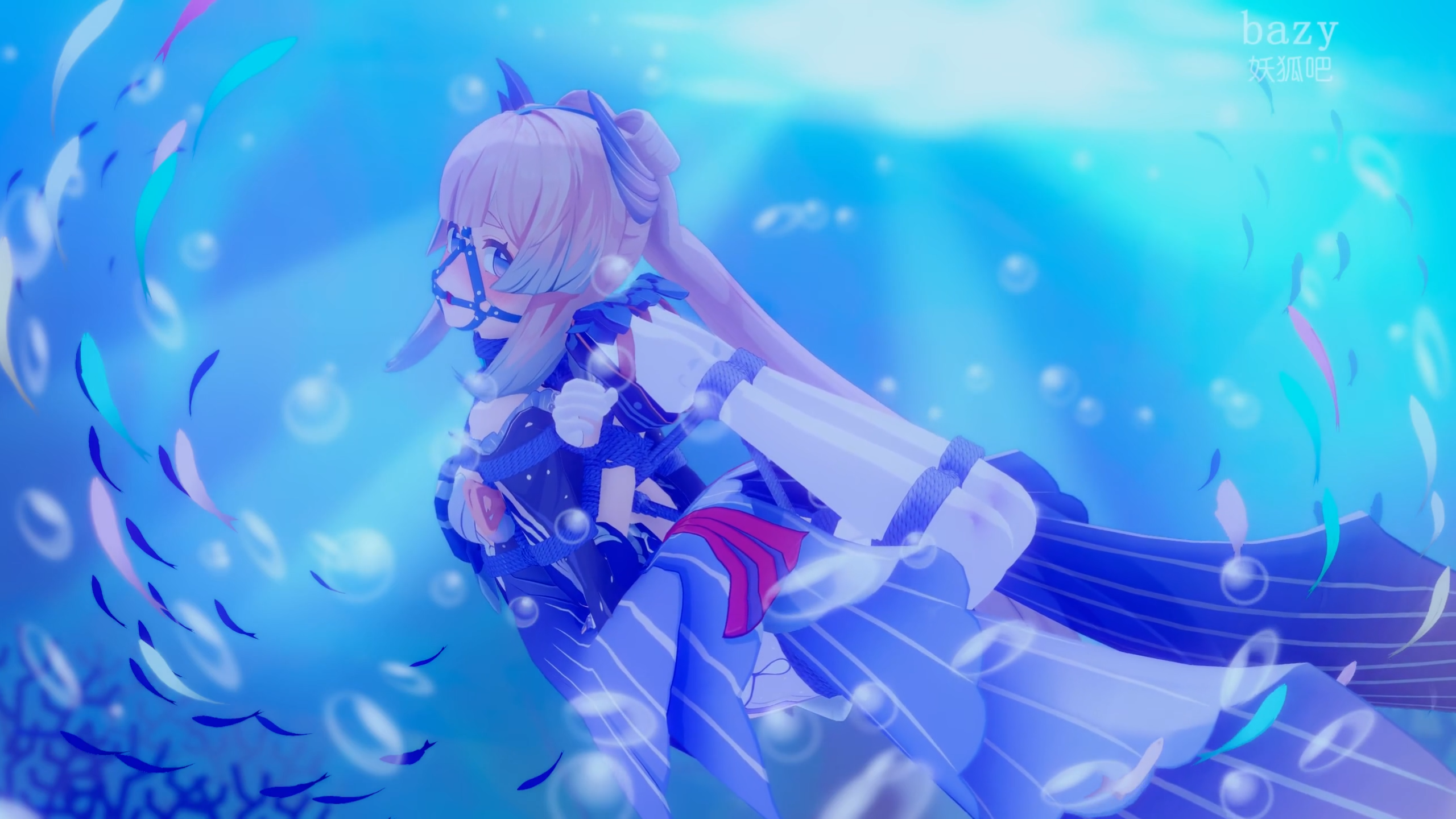 图片[2]-[bazy] 珊瑚宫心海的水中表演 原版衣装+马具口环版视频 含脱鞋裸足差分 （有声、五种动作、后高手、双棒、极限驷马、水中静态场景） - 5元站-5元站