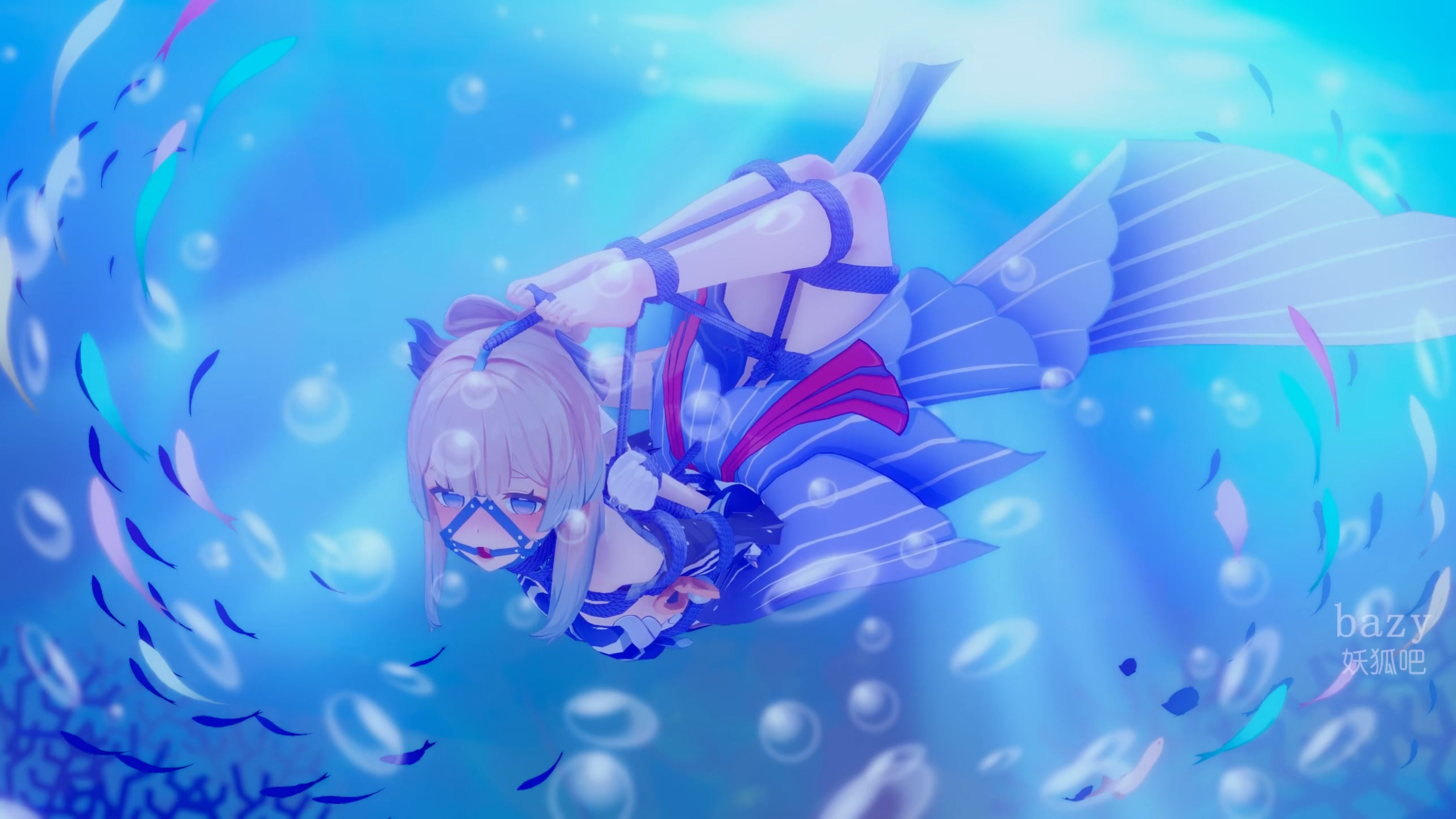 图片[3]-[bazy] 珊瑚宫心海的水中表演 原版衣装+马具口环版视频 含脱鞋裸足差分 （有声、五种动作、后高手、双棒、极限驷马、水中静态场景） - 5元站-5元站