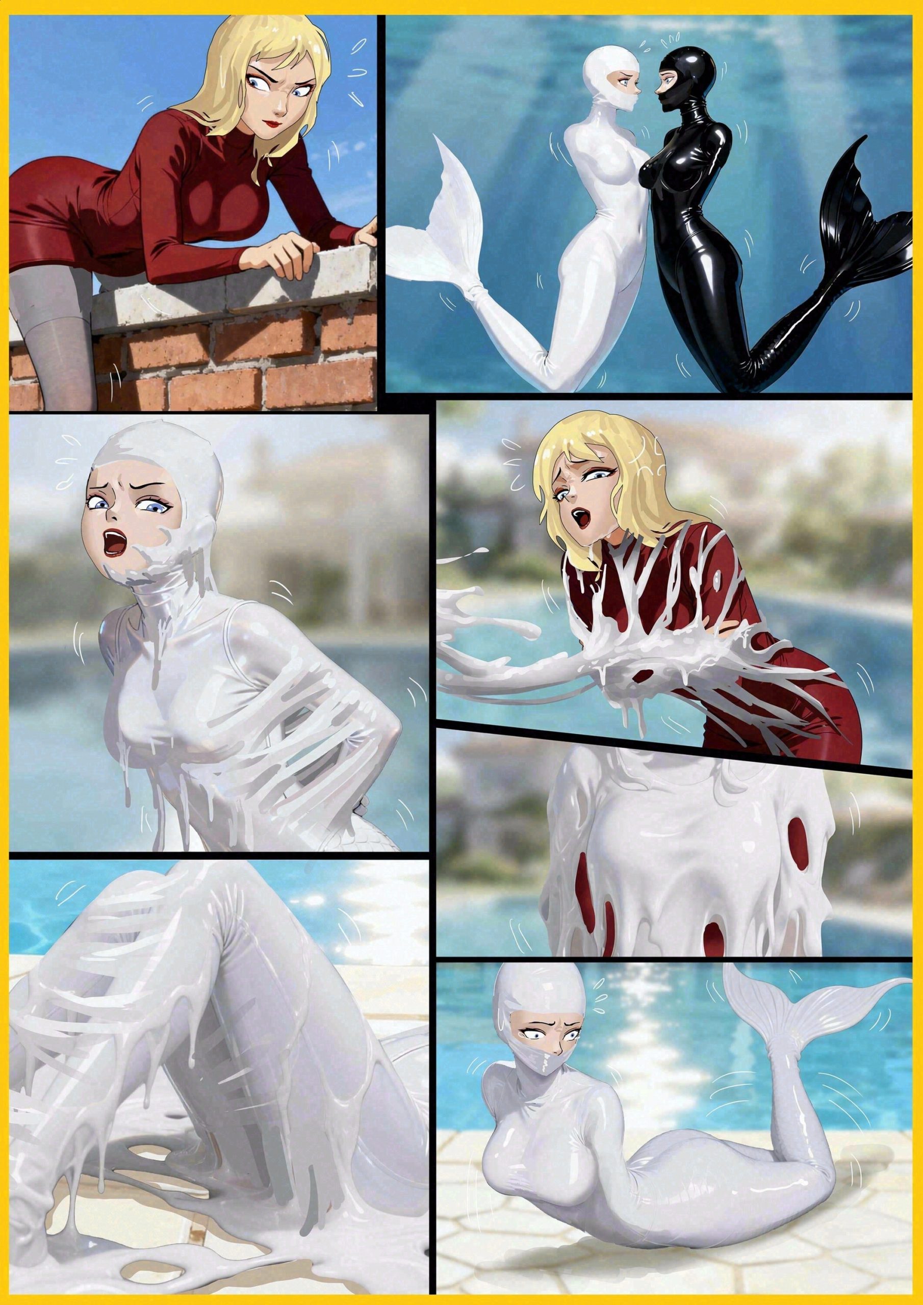 图片[1]-[King]《超人气小说改漫画—人造美人鱼02》更加细节有趣的设定 双人美人鱼姐妹 黑白乳胶人鱼 - 5元站-5元站