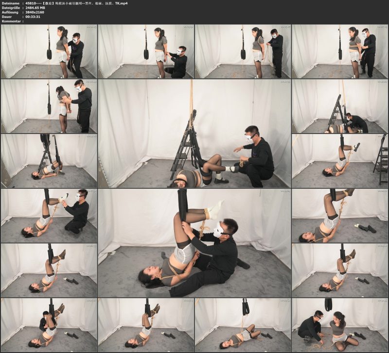 【撒琅】绳模沐小雨吊腿缚--黑丝、棉袜、抚摸、TK-视频-5元站