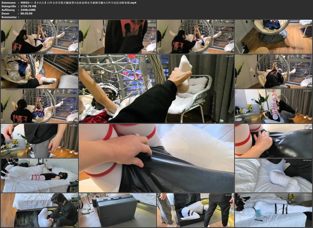 图片[2]-【小自白】白丝女仆吊篮开腿放置+皮质束缚衣圣诞树吊腿+白丝全包震动棒装箱-视频-5元站