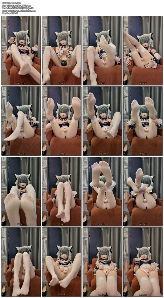 【zentai】可爱白丝长筒袜小猫娘，前面带着震冻阳锁，后面塞着前列腺按摩器-视频-5元站