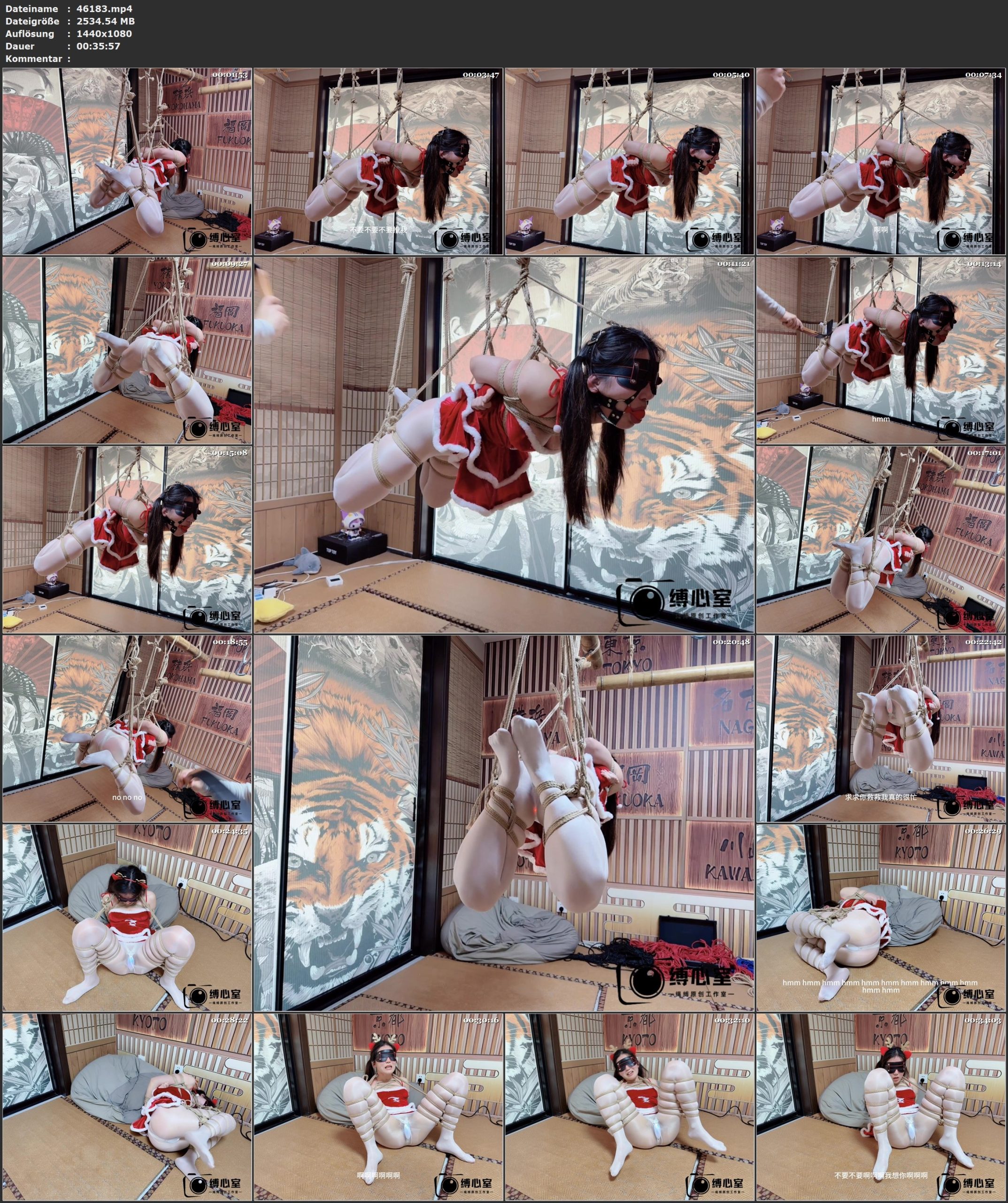 图片[1]-【缚心室】双马尾圣诞麋鹿白丝啵啵贝，吊缚+M腿，秒C神器失控模式爽不停，反应超绝，一边挣扎一边求饶，当然求饶是没用的啦 - 视频-5元站-视频-5元站