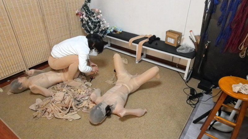 【黄苓】双丝犬戏：两条丝袜犬在丝袜中玩耍-视频-5元站