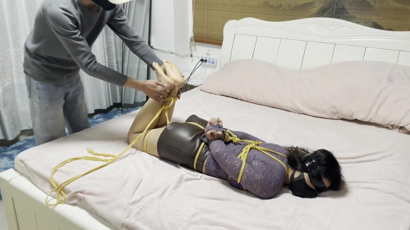 【金垚创作】紫色最有韵味，包臀裙驷马蒙眼放置，行李袋麻袋挣扎-视频-5元站