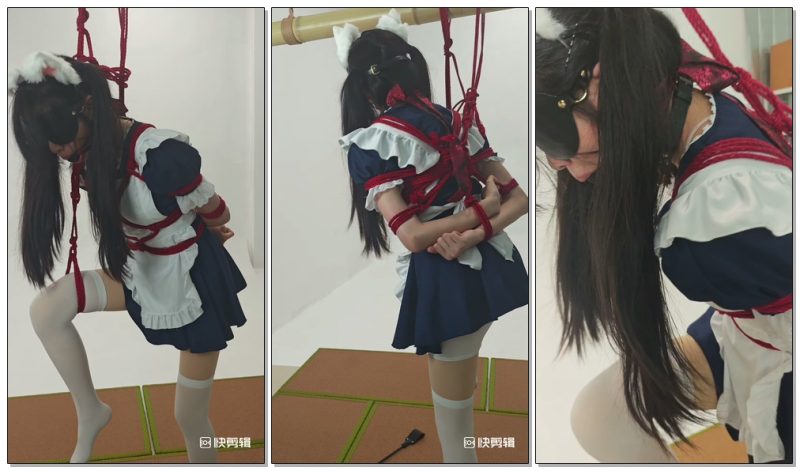 【楚鸽BGM】女仆妹妹的单腿吊受难地狱，艰难站立。蒙眼堵嘴，视觉剥夺。语言剥夺，超大口球，娇喘连连。超级敏感，任君处置-视频-5元站