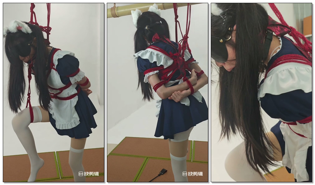 【楚鸽BGM】女仆妹妹的单腿吊受难地狱，艰难站立。蒙眼堵嘴，视觉剥夺。语言剥夺，超大口球，娇喘连连。超级敏感，任君处置-视频-5元站