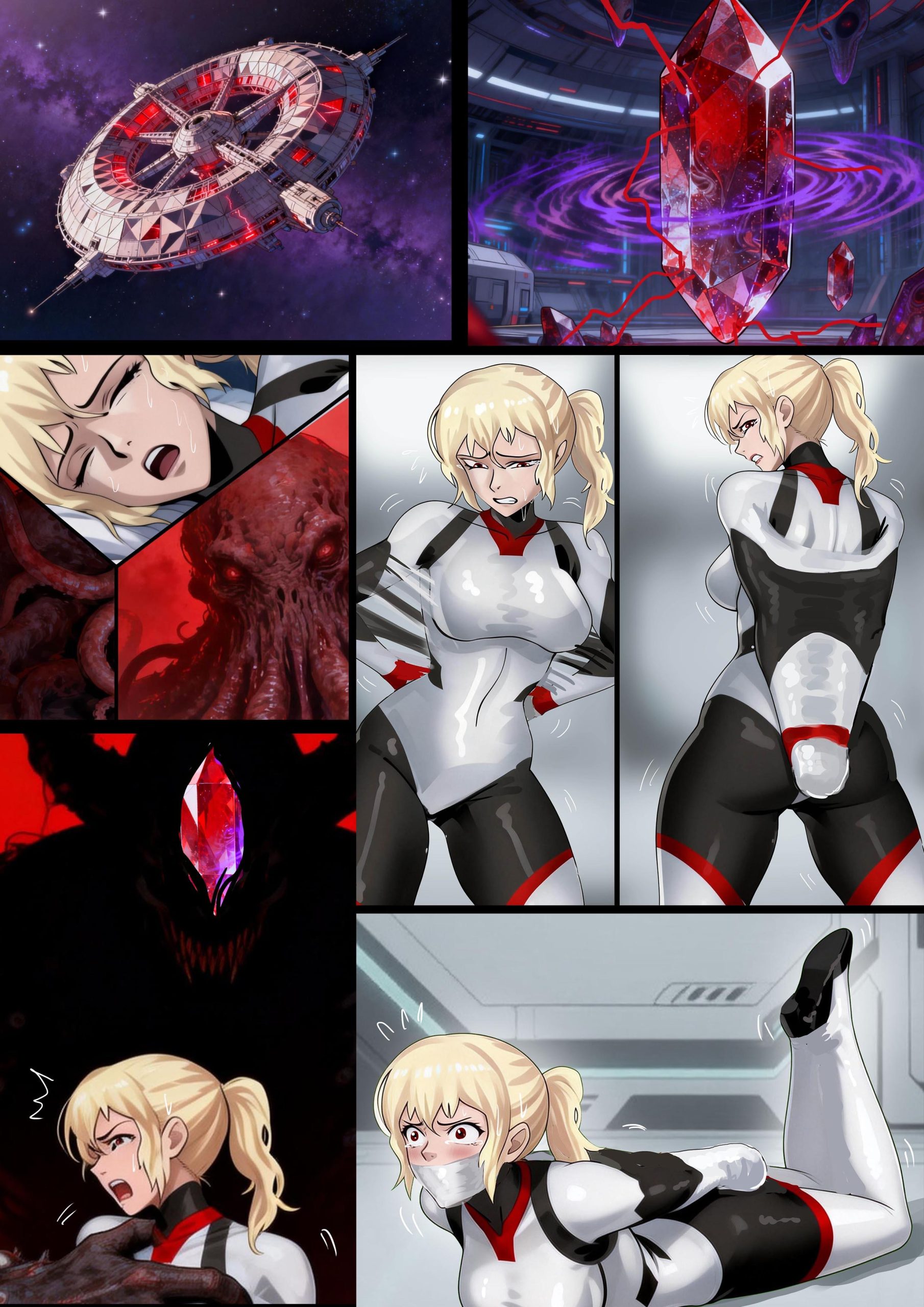 图片[2]-[King]《拘束空间02—空间站的沦陷》紧身衣化血肉枷锁，黏合四肢、封死咽喉，将女船员锻成无声人棍 百余名女船员从科研精英沦为无差别人形傀儡 - 5元站-5元站