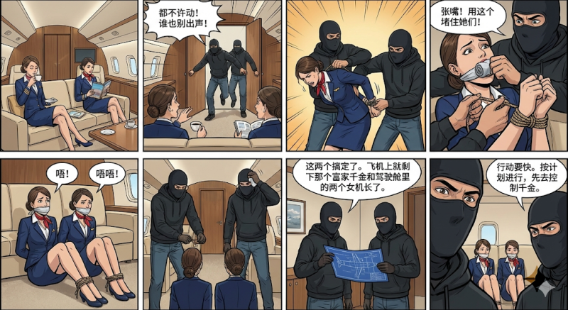 图片[3]-空中劫难（一）两个空姐被歹徒绑架当做人质，空姐自救逃脱，被歹徒发现重新绑着揉胸调教，后继续绑架大小姐-5元站