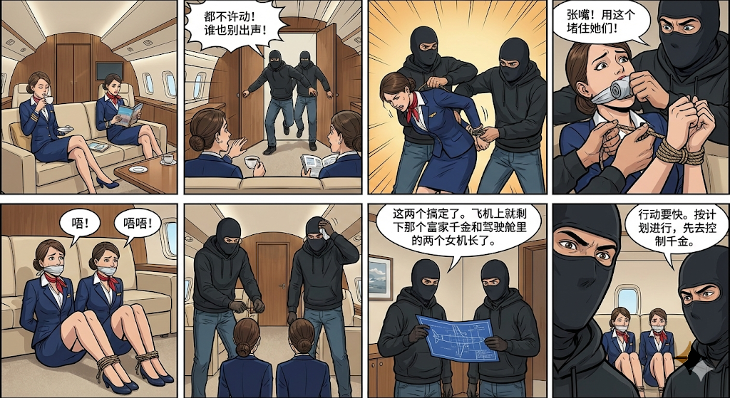图片[3]-空中劫难（一）两个空姐被歹徒绑架当做人质，空姐自救逃脱，被歹徒发现重新绑着揉胸调教，后继续绑架大小姐 - 5元站-5元站