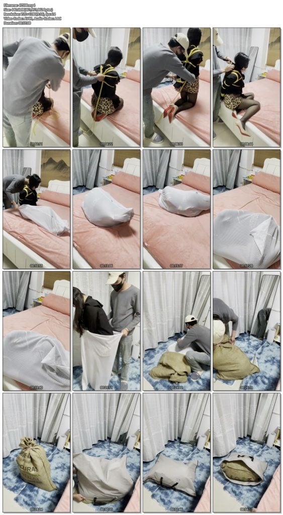 【金垚创作】豹纹黑丝，红底高跟，三重各种袋子，麻袋行李袋放置-视频-5元站