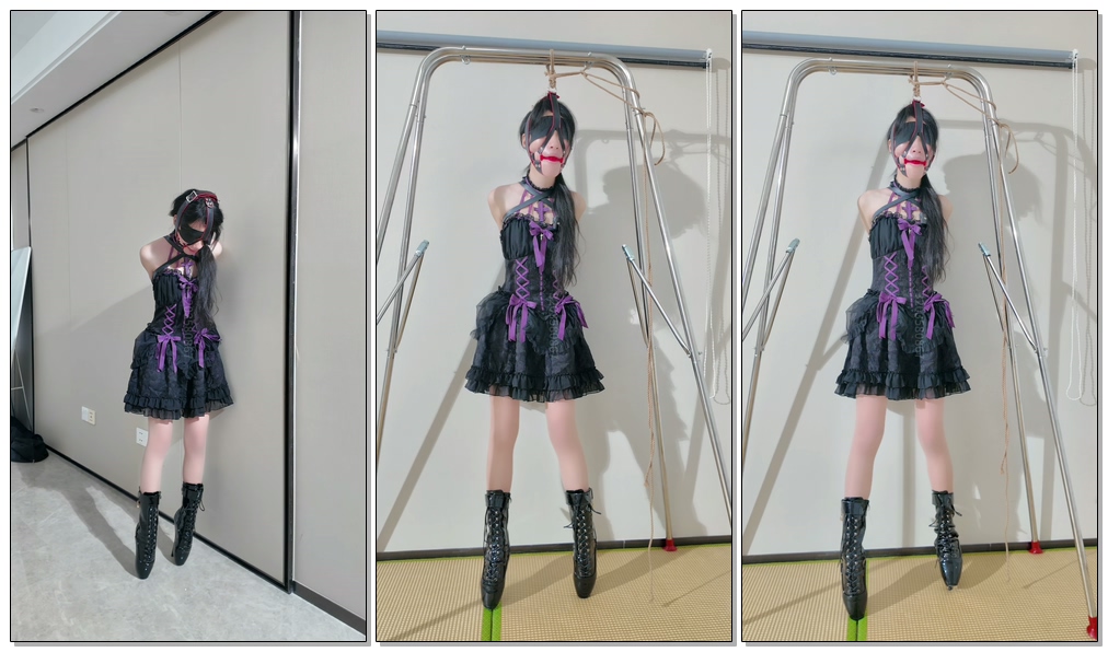 【长颜草】芭蕾高跟鞋罚站移动+吊起口球强制罚站，虐足痛到痛哭到最后只用鞋跟保持平衡-视频-5元站