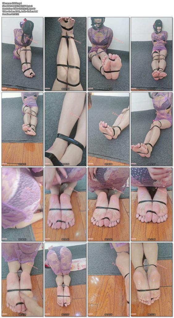 图片[2]-【司念念】紫色蕾丝透视旗袍 堵嘴蒙眼 裸足细胶带捆绑 绑脚趾 口球流口水 涂抹润滑油 假阳ju足j-视频-5元站