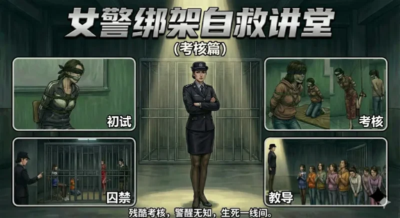  自救讲堂考核篇，女警检查学员们的学习成果（内含电击，失禁，各种高级绑匪的高阶绑法）-5元站