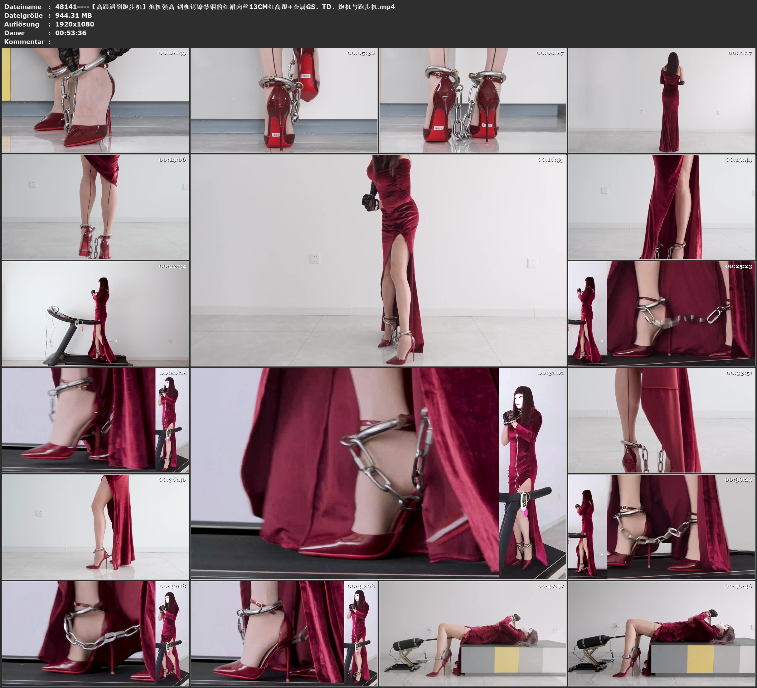 图片[3]-【高跟遇到跑步机】炮机强高 钢枷铐镣禁锢的红裙肉丝13CM红高跟+金属GS、TD、炮机与跑步机 - 视频-5元站-视频-5元站