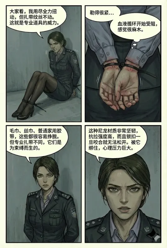 图片[2]-女警自救讲堂专业篇（2）女警讲述被中级绑匪扎带束缚如何挣脱（内含堵嘴的详细流程和场景演示，介绍）-5元站