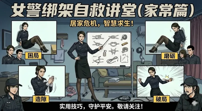  绑架自救讲堂（居家篇）女警解说各种工具和情况下如何逃走自救脱离绑架-5元站