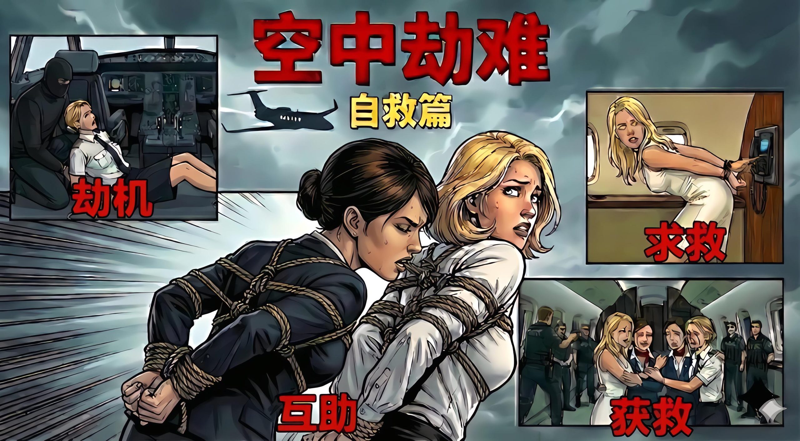 图片[1]-[lians] 空中劫难（二）自救篇，大小姐和机长也被劫持绑架，，她们齐心协力自救挣脱，最终命运如何呢？（完结） - 5元站-5元站