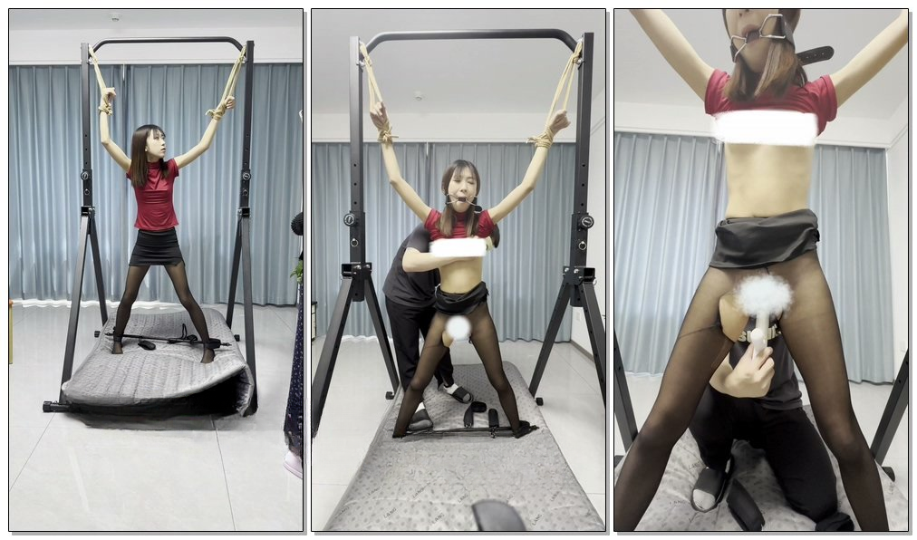 【束人映像】【绿帽女帮男友绑单女】夫妻俩玩弄单女 柔弱娇小女大，真空无内黑丝制服+大字禁锢强开腿 钢圈阔嘴+震动B，TD，ZW棒轮番使用不停强高，手指无限抠-视频-5元站