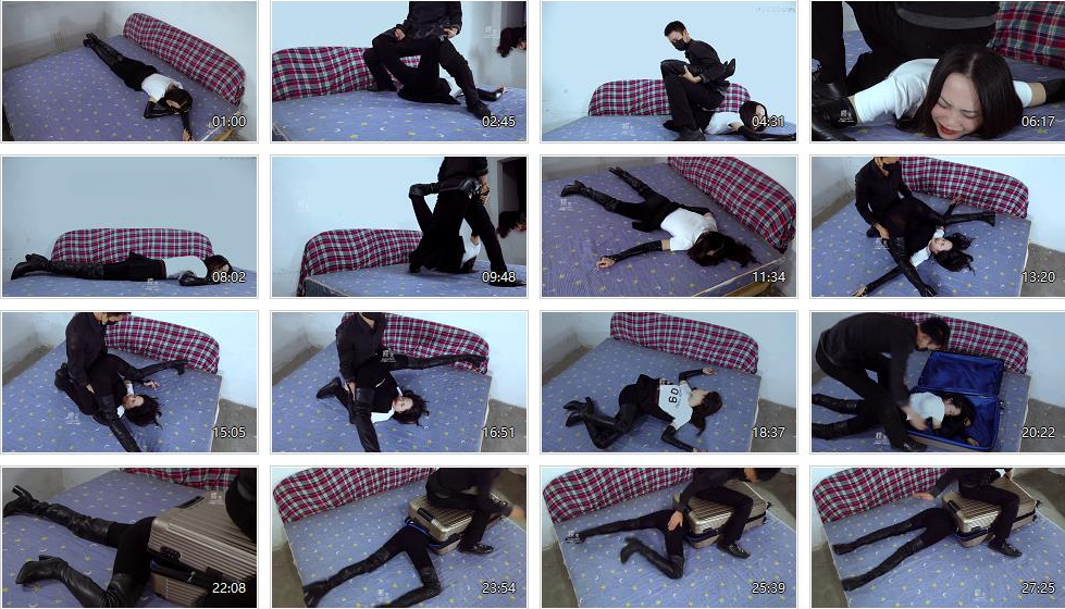 图片[3]-【樱束原创】《绑架擂台禁锢》爱搔首弄姿的美女被跟踪迷晕,扛至擂台上三种擂台姿势禁锢,三次都被疼晕过去!最后被上半身被锁进行李箱里,歹徒死死坐在行李箱上,小蛮腰都要被坐断了，还被打着屁屁,在行李箱里被闷 - 视频-5元站-视频-5元站