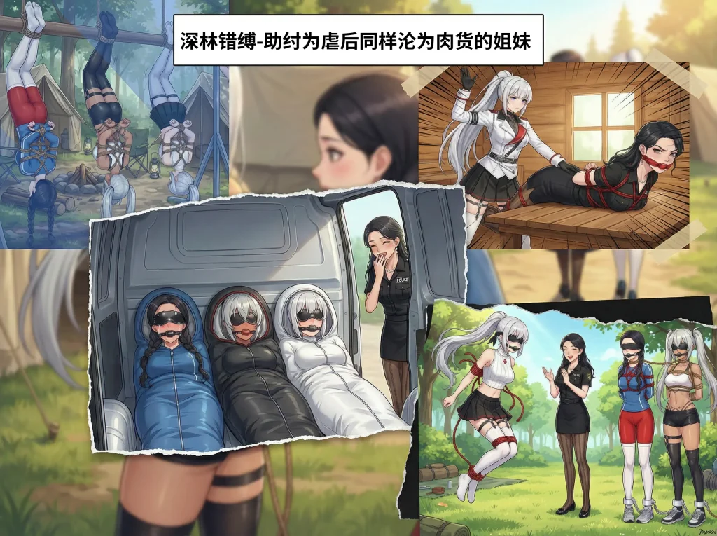 [moss128] 深林错缚-闺蜜露营遭遇人贩绑架现场，热心营救没想到弄巧成拙。人贩巧擒三人后狠狠调教胸大无脑的肉货们。-5元站