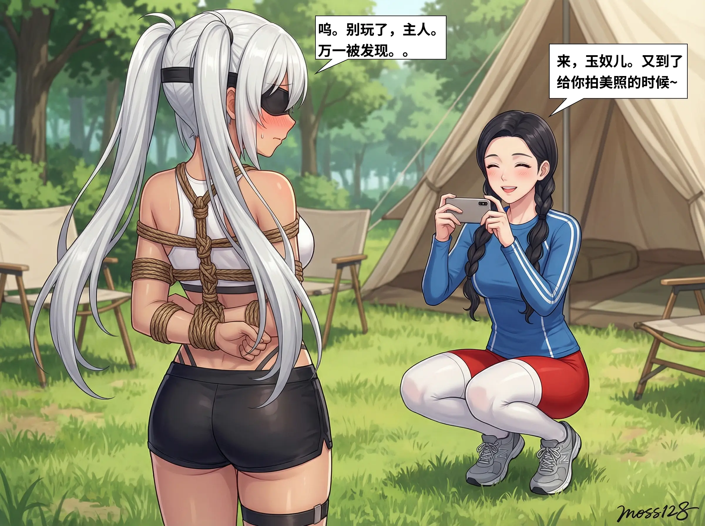 图片[2]-[moss128] 深林错缚-闺蜜露营遭遇人贩绑架现场，热心营救没想到弄巧成拙。人贩巧擒三人后狠狠调教胸大无脑的肉货们。 - 5元站-5元站