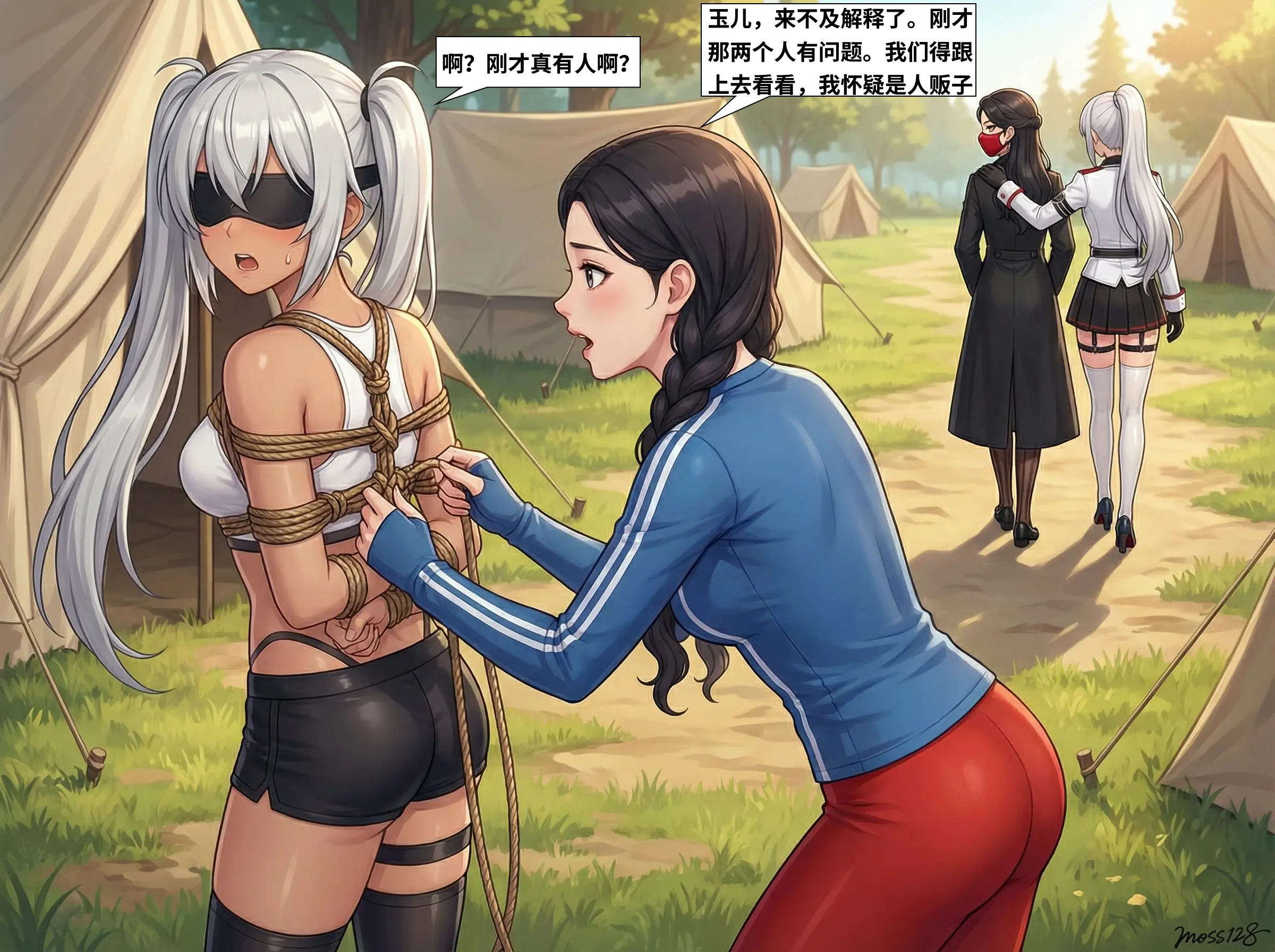 图片[3]-[moss128] 深林错缚-闺蜜露营遭遇人贩绑架现场，热心营救没想到弄巧成拙。人贩巧擒三人后狠狠调教胸大无脑的肉货们。 - 5元站-5元站