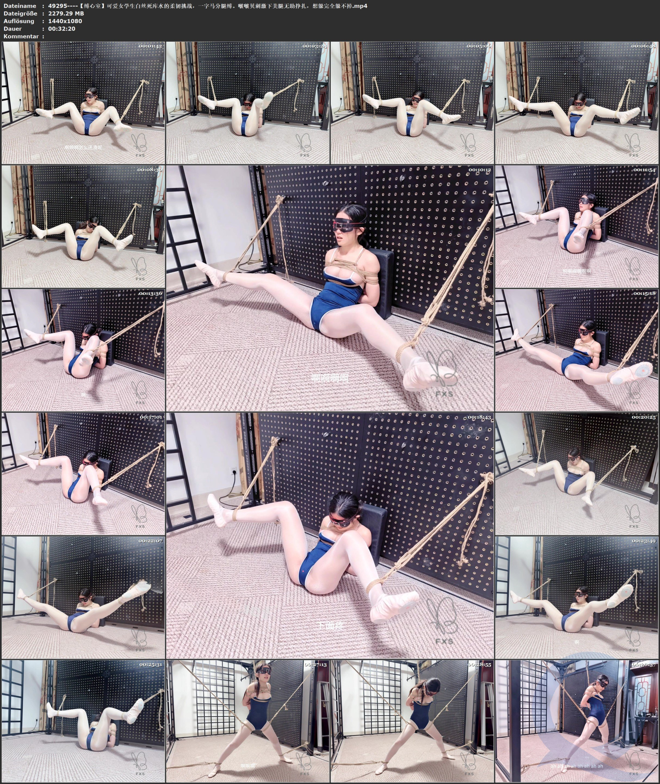 图片[3]-【缚心室】可爱女学生白丝死库水的柔韧挑战，一字马分腿缚。啵啵贝刺激下美腿无助挣扎，想躲完全躲不掉 - 视频-5元站-视频-5元站