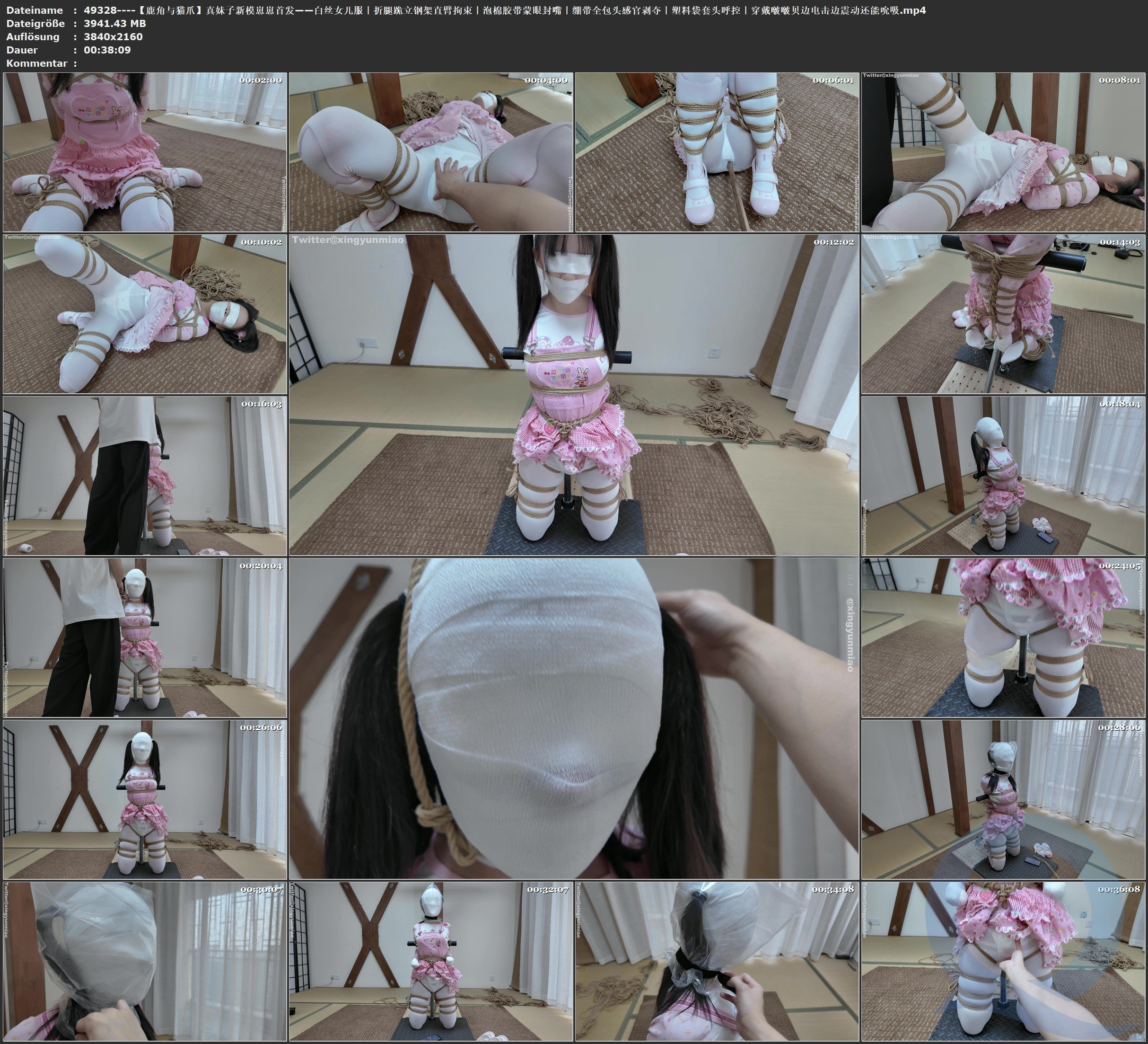 图片[3]-【鹿角与猫爪】真妹子新模崽崽首发——白丝女儿服｜折腿跪立钢架直臂拘束｜泡棉胶带蒙眼封嘴｜绷带全包头感官剥夺｜塑料袋套头呼控｜穿戴啵啵贝边电击边震动还能吮吸 - 视频-5元站-视频-5元站