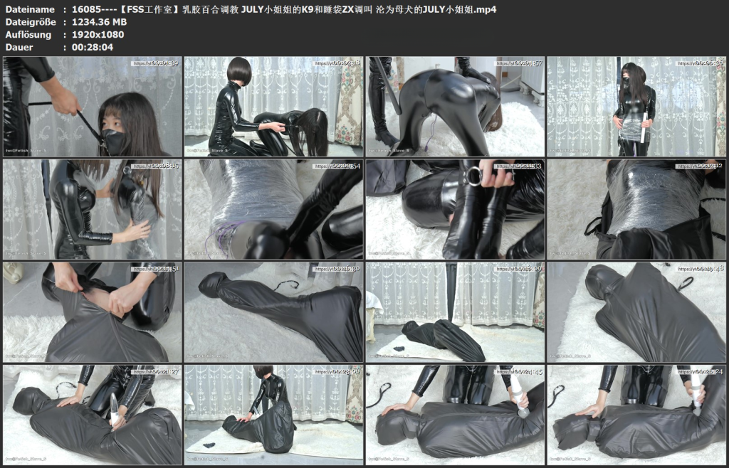 图片[3]-【FSS工作室】乳胶百合调教 JULY小姐姐的K9和睡袋ZX调叫 沦为母犬的JULY小姐姐 项圈上锁 沦为训练母犬 被踩在脚下践踏 裹上保险膜，装入狗袋 内置跳丹 外用震动榜强膏 双管齐下-视频-5元站