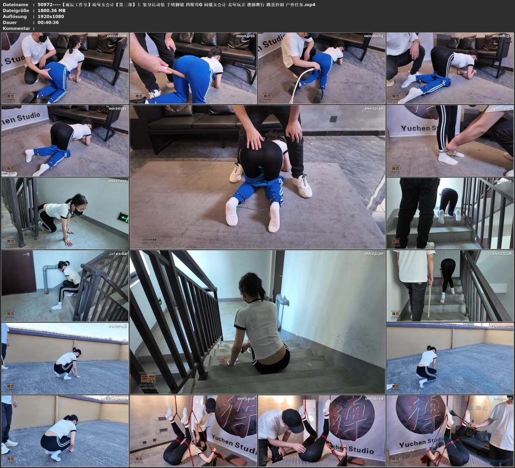 图片[3]-【雨辰工作室】凌辱女会计【第二部】上 紧身运动装 手铐脚镣 四眼母G 闷骚女会计 羞辱玩弄 楼梯爬行 跳蛋控制 户外任务-视频-5元站