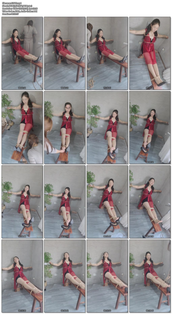 图片[3]-【皖北绳艺】美艳少妇红色情趣内衣被绑老虎凳抽打，好享受-视频-5元站