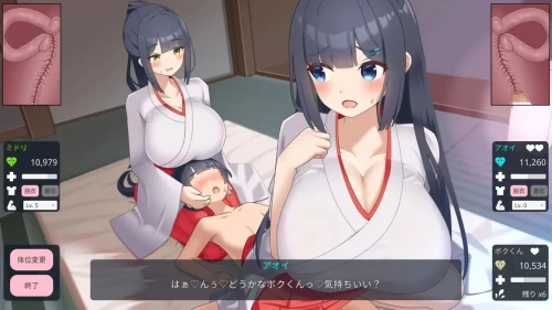 图片[4]-[SLG/PC/ai汉化] 姐姐与正太村的淫习  おねショタ村の淫習～お清楚双子巫女と孕ませ3PエッチするおさわりアニメーションSLG-游戏-5元站