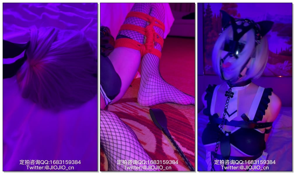 【JIOJIO】兔女郎服务员制服 绑架 红绳紧缚 直臂 M腿 拘束带 强G 放置 鞭打 调教-视频-5元站