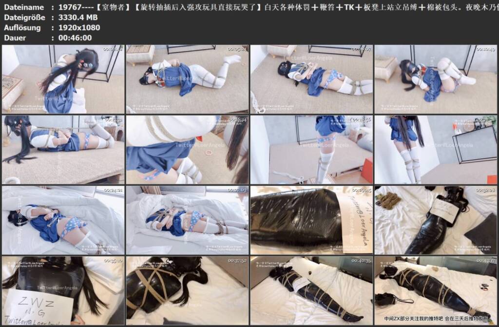 图片[3]-【窒物者】【旋转抽插后入强攻玩具直接玩哭了】白天各种体罚➕鞭笞➕TK➕板凳上站立吊缚➕棉被包头。夜晚木乃伊➕木奉➕防毒面具➕枕头重装调教。玩哭好几场-视频-5元站
