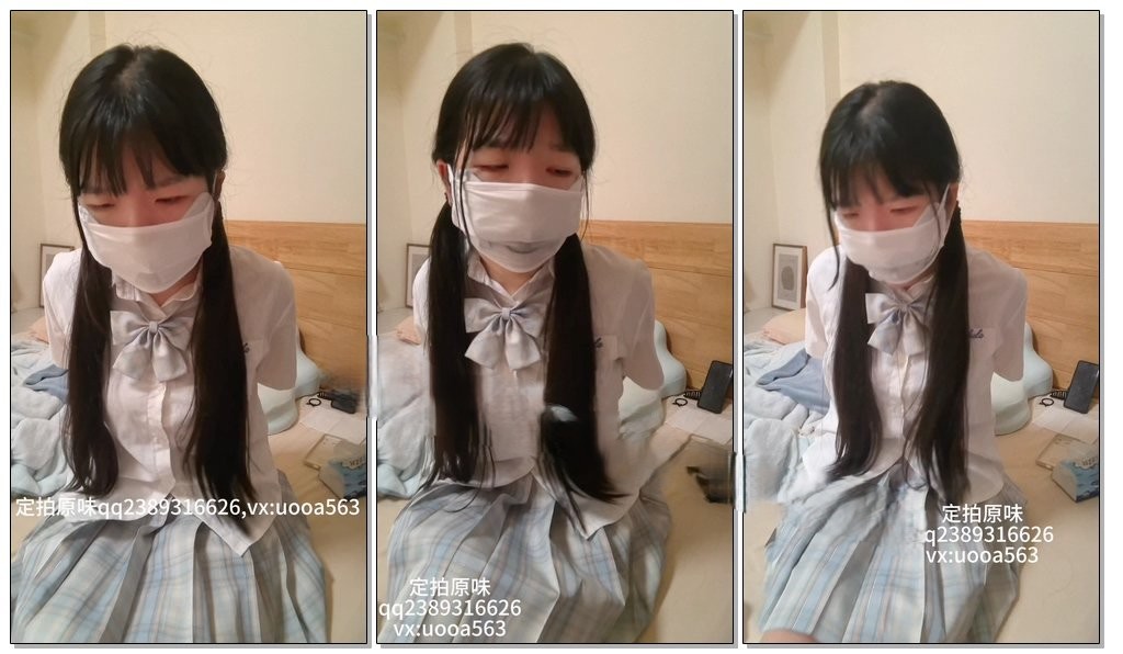 【新月原创】《被绑架堵嘴1》冰丝口罩+口球+莫代尔口罩JK双马尾妹妹被捆绑堵嘴挣扎求救 口水浸湿口罩垂涎三尺-视频-5元站