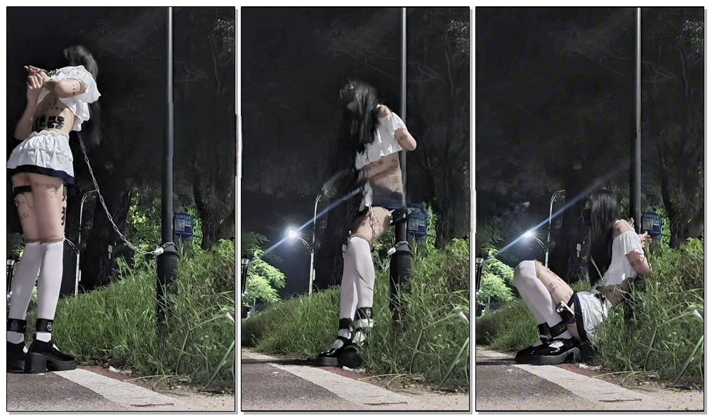 【一只松鼠】全身是脏字的小男娘户外路灯手铐定时自缚电击放置-视频-5元站