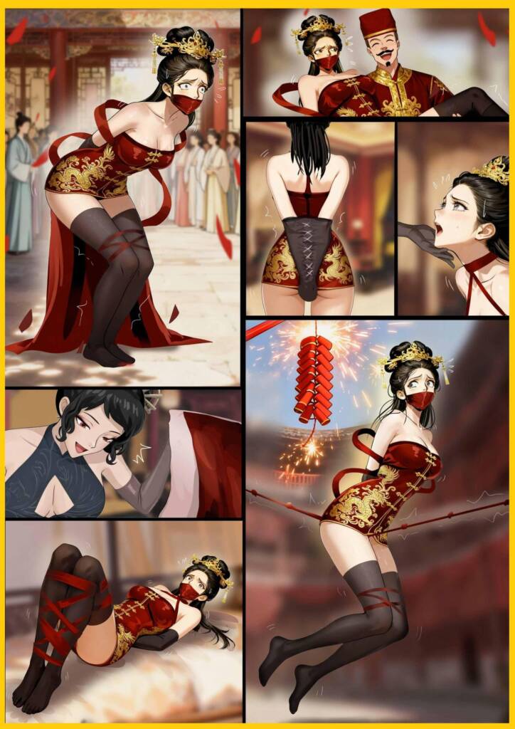 《新缚婚传 上》世人皆贺新婚喜 唯她独吞囚身苦 性感新娘 特制牛皮拘束套死死固定双臂 腰腿脚踝尽数被红绸缠缚 拜堂被迫屈从 当众被鞭炮驱赶戏耍-5元站