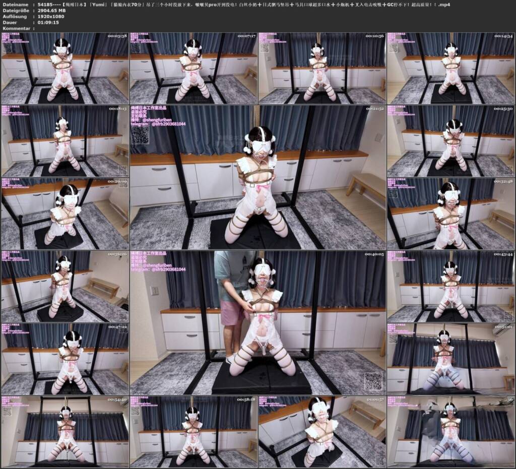 图片[2]-【绳缚日本】「Yumi」「猫娘内衣70分」吊了三个小时没放下来，啵啵贝pro开到没电！白丝小奶➕日式驷马竖吊➕马具口球超多口水➕小炮机➕叉入电击吮吸➕GC停不下！超高质量！-视频-5元站