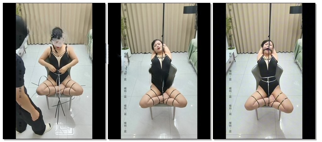 【蓝-lann】扎带紧缚系列，第二期（上），扎带股绳后并肘，5.1口球堵嘴，椅子放置，tk挠痒剧烈挣扎-视频-5元站
