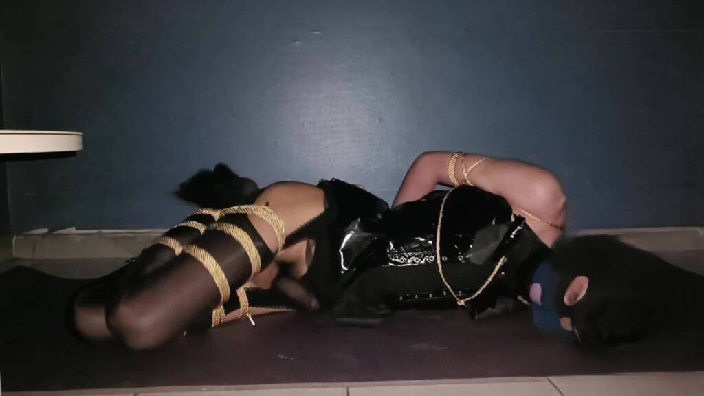 【小唉】黑丝男娘扫小狗，自缚翻车了-视频-5元站