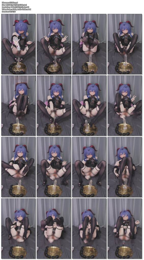 图片[2]-【zentai】还是身着小恶魔的甘雨娃娃，乳首按摩器的震动声搭配着水晶牛牛的敲击，平板锁下无处发泄的欲望转由水晶棒棒通过后ting去发泄-视频-5元站