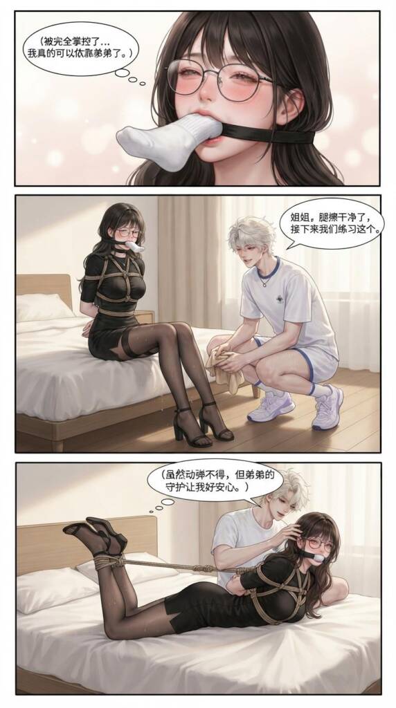 图片[4]-[lians] 伪装成女王的姐姐的绳缚故事姐弟恋篇（内含姐姐捆绑调教弟弟，弟弟被姐姐的丝袜勒嘴蒙眼，弟弟被姐姐用脚踩，弟弟囚禁姐姐，捆绑姐姐，用自己的袜子堵嘴姐姐勒嘴，调教姐姐，姐姐全程失禁，大腿全程湿透，弟弟用舌头帮姐姐舔干净大腿） [50P] - 5元站-5元站