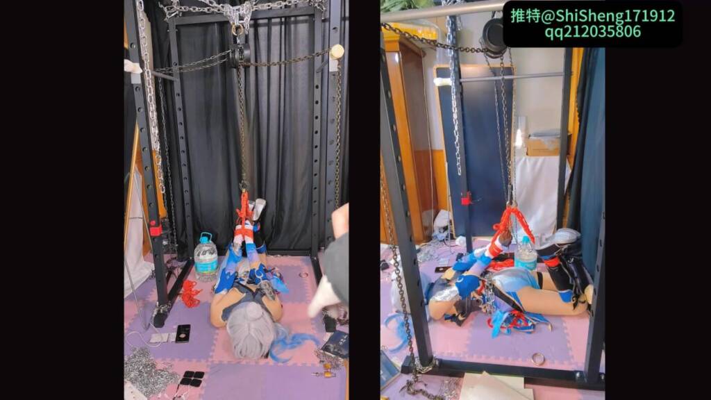 【时生】镜流cos，全身捆绑锁链拘束，郊狼电击，四肢反弓身体吊缚-视频-5元站