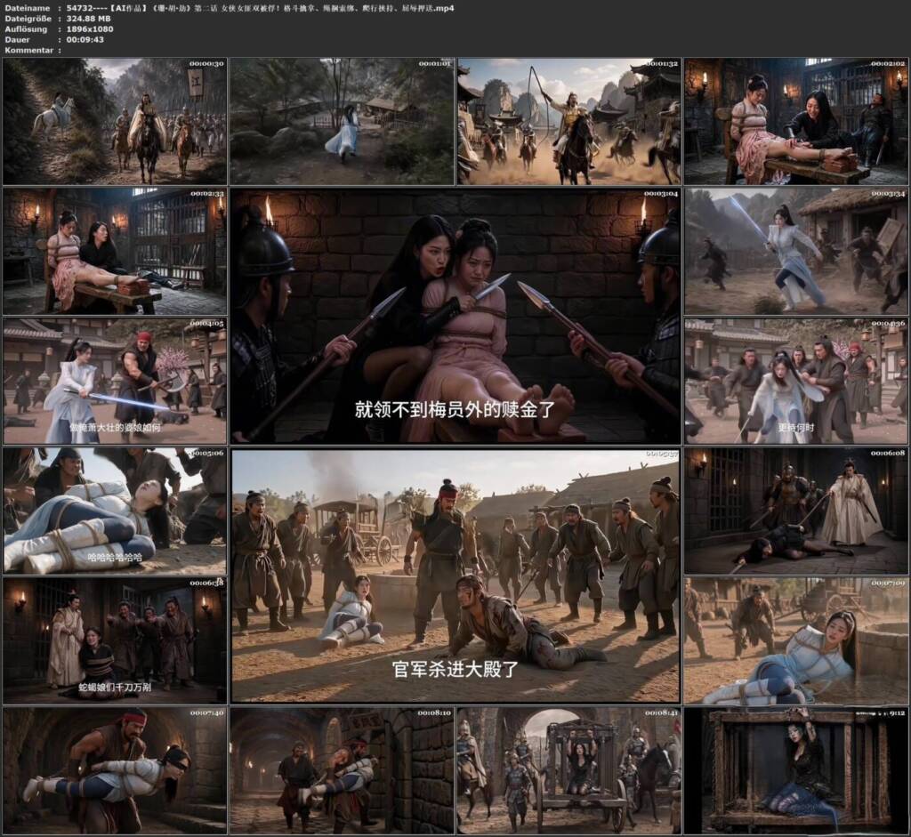 图片[3]-【AI作品】《珊·胡·劫》第二话 女侠女匪双被俘！格斗擒拿、绳捆索绑、爬行挟持、屈辱押送-视频-5元站